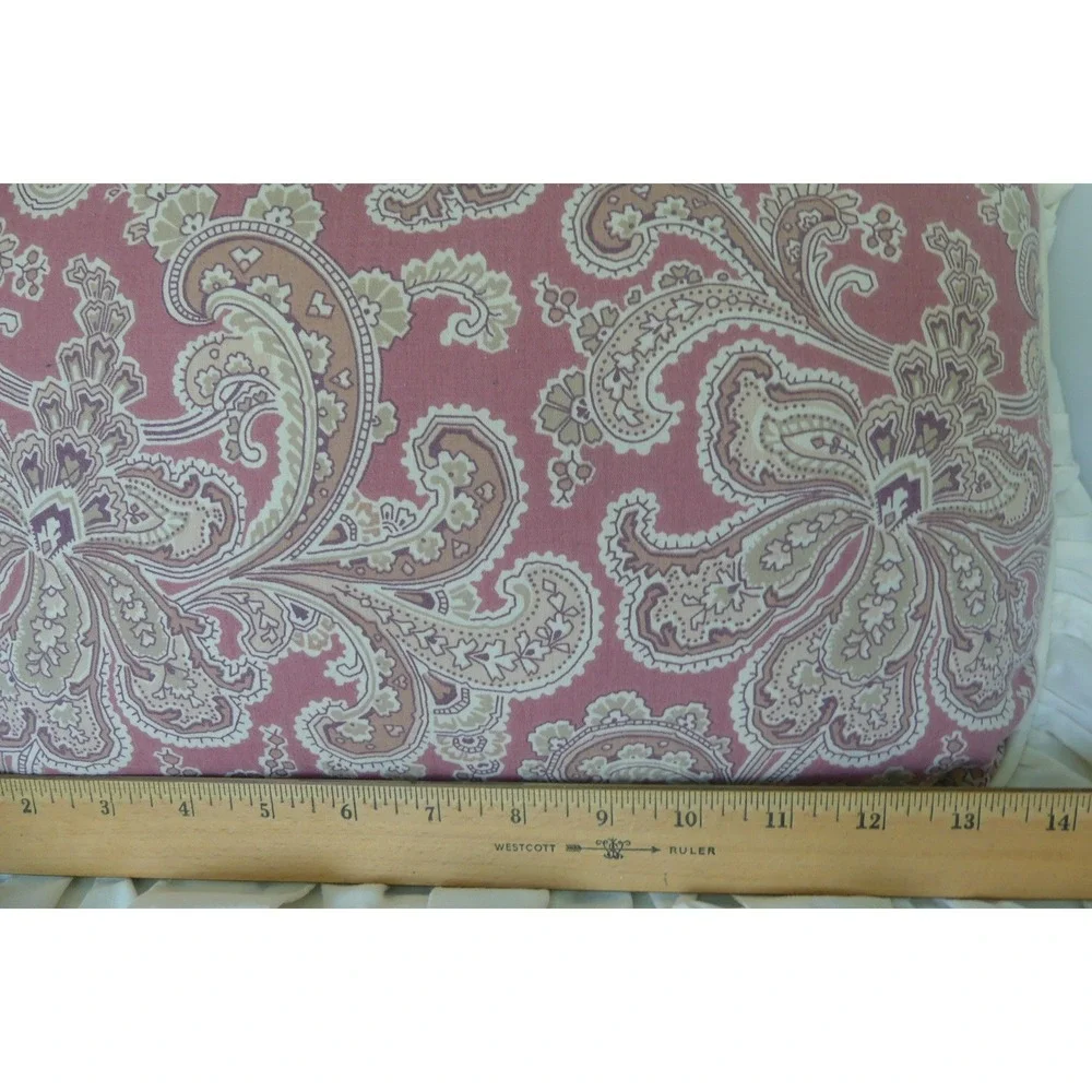 Croscill Paisley Ruffle Throw Pillow Rose Tan Scalloped Edge USA Vtg Cottagecore